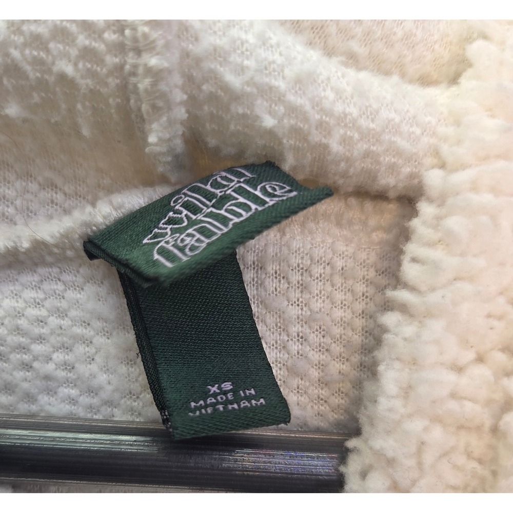 Wild Fable Cream Sherpa Cropped Hoodie XS Faux Fur Drawstring Sweatshirt White - Picture 8 of 11